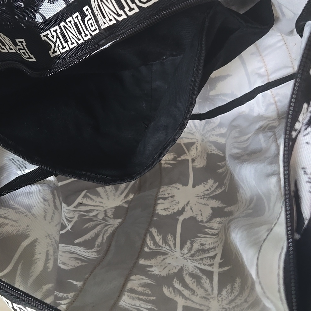 PINK Victoria's Secret Black/White Palm Tree Tote Bag - Picture 8 of 10